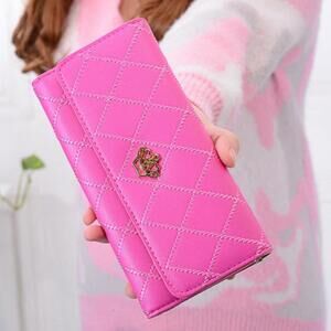 Crown Rhombus Pattern Wallet In Rosey Pink